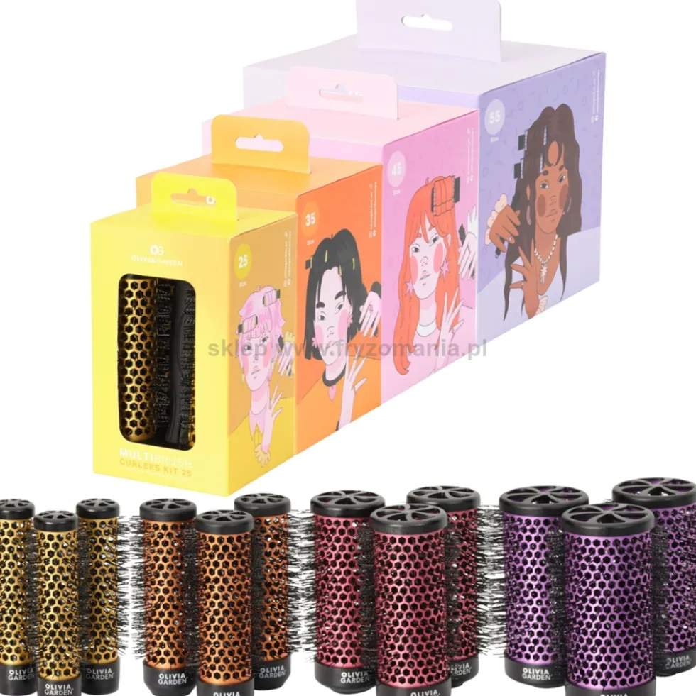 Olivia Garden Multibrush Kit Zestaw szczotek do modelowania włosów 25-55mm 4szt.