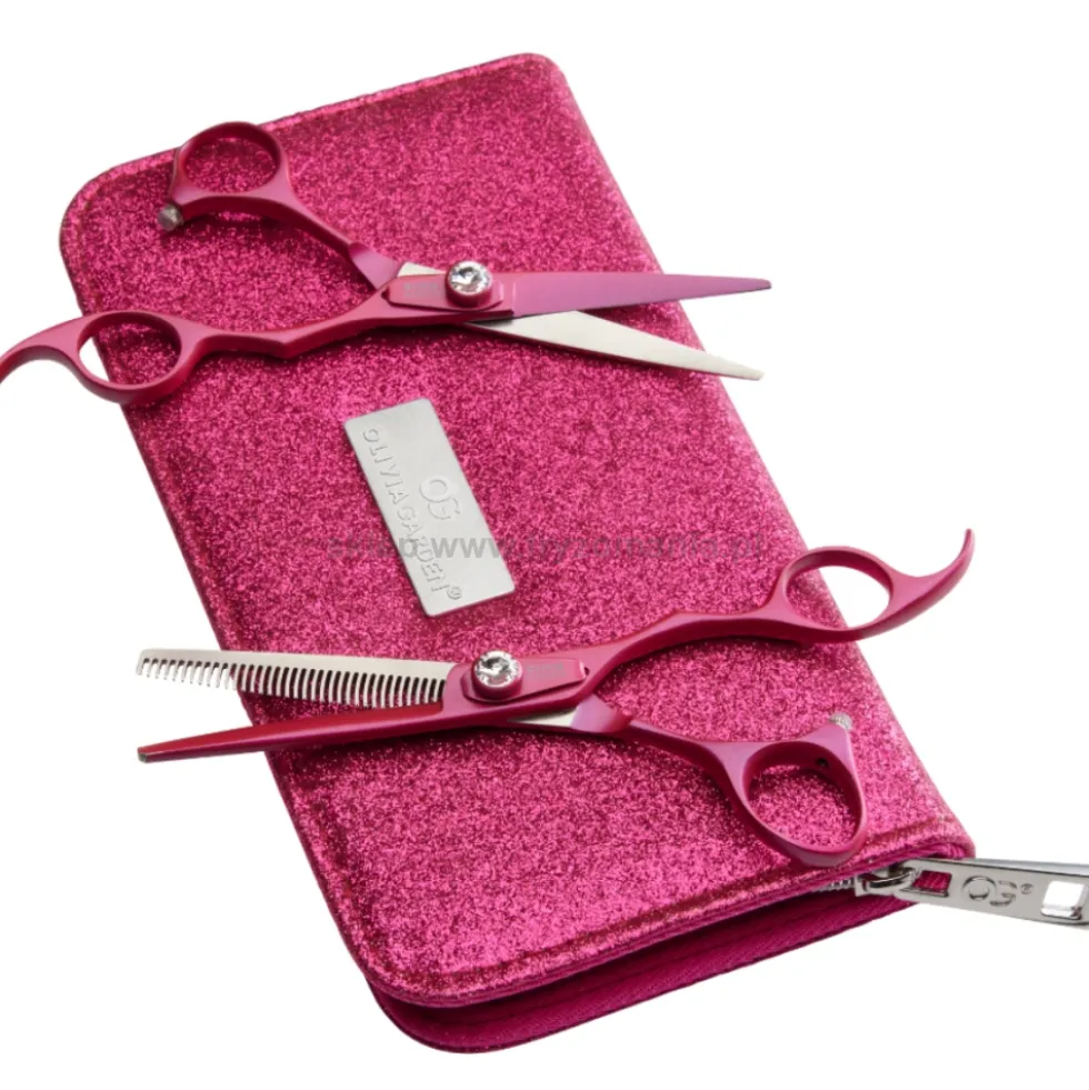 Olivia Garden SilkCut Pink Zestaw nożyczki 5.75" + degażówki 6.35"