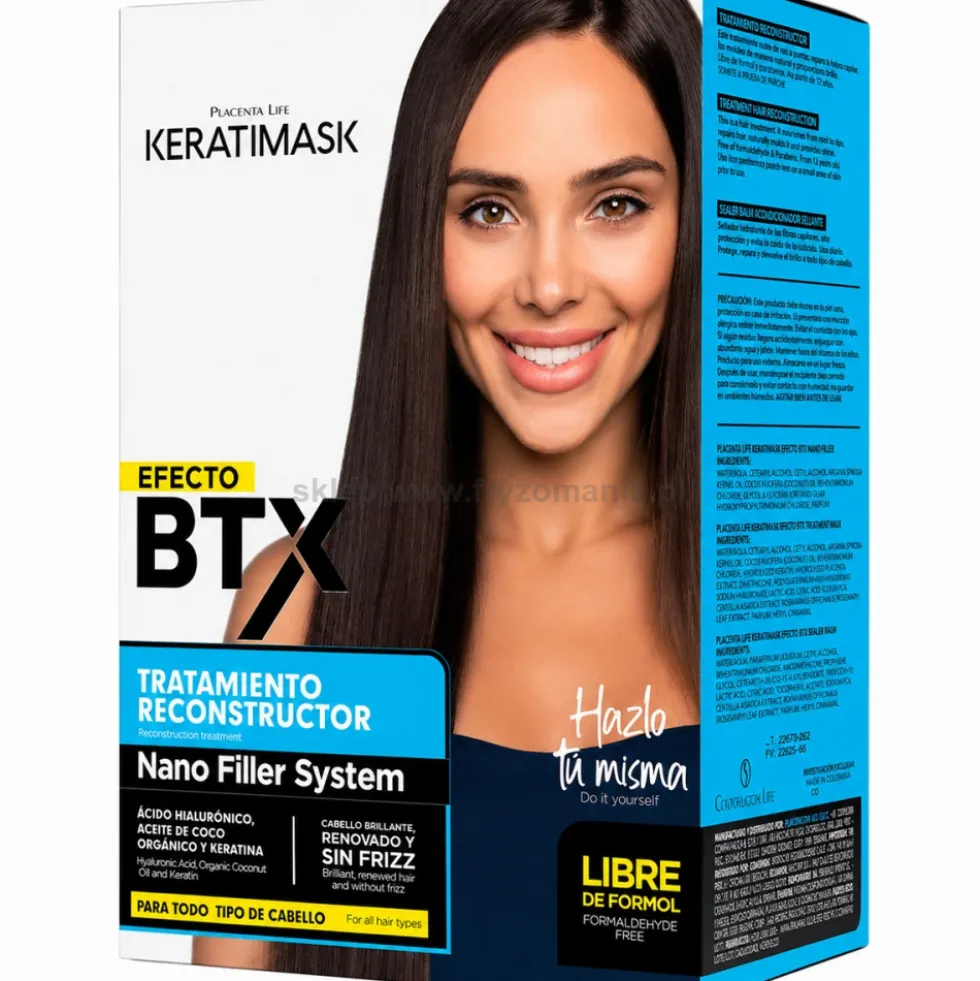 Placenta Life Keratimask Effect BTX - zestaw do włosów bardzo zniszczonych szampon 30ml, maska 150ml i balsam 30g