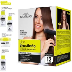 Placenta Life Keratimask Liso Brasileno, Be Natural Argan - zestaw do keratynowego prostowania włosów 240ml