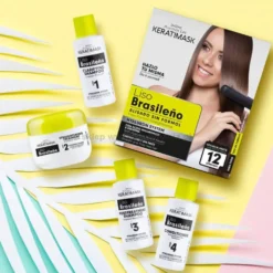 Placenta Life Keratimask Liso Brasileno, Be Natural Argan - zestaw do keratynowego prostowania włosów 240ml