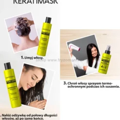 Placenta Life Keratimask Post Liso zestaw po keratynowym prostowaniu włosów, szampon + odżywka 2x250ml + spray 50ml