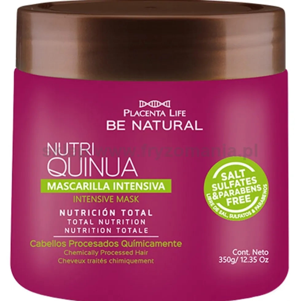 Placenta Life Nutri Quinua - zabieg proteinowy na włosy, mocno odbudowujący, szampon 350ml, maska 350g i odżywka dwufazowa 200ml