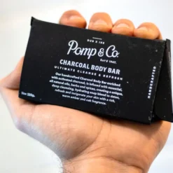 Pomp & Co. Charcoal Body Bar, mydło w kostce do ciała dla mężczyzn 130g