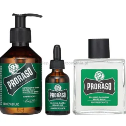 Proraso Refreshing, zestaw do pielęgnacji brody, szampon 200ml, balsam, 100ml, olejek 30ml