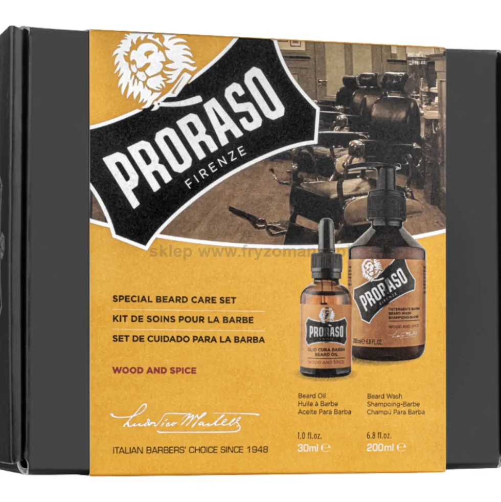 Proraso Wood&Spice - zestaw do pielęgnacji brody szampon 200ml i olejek 30ml