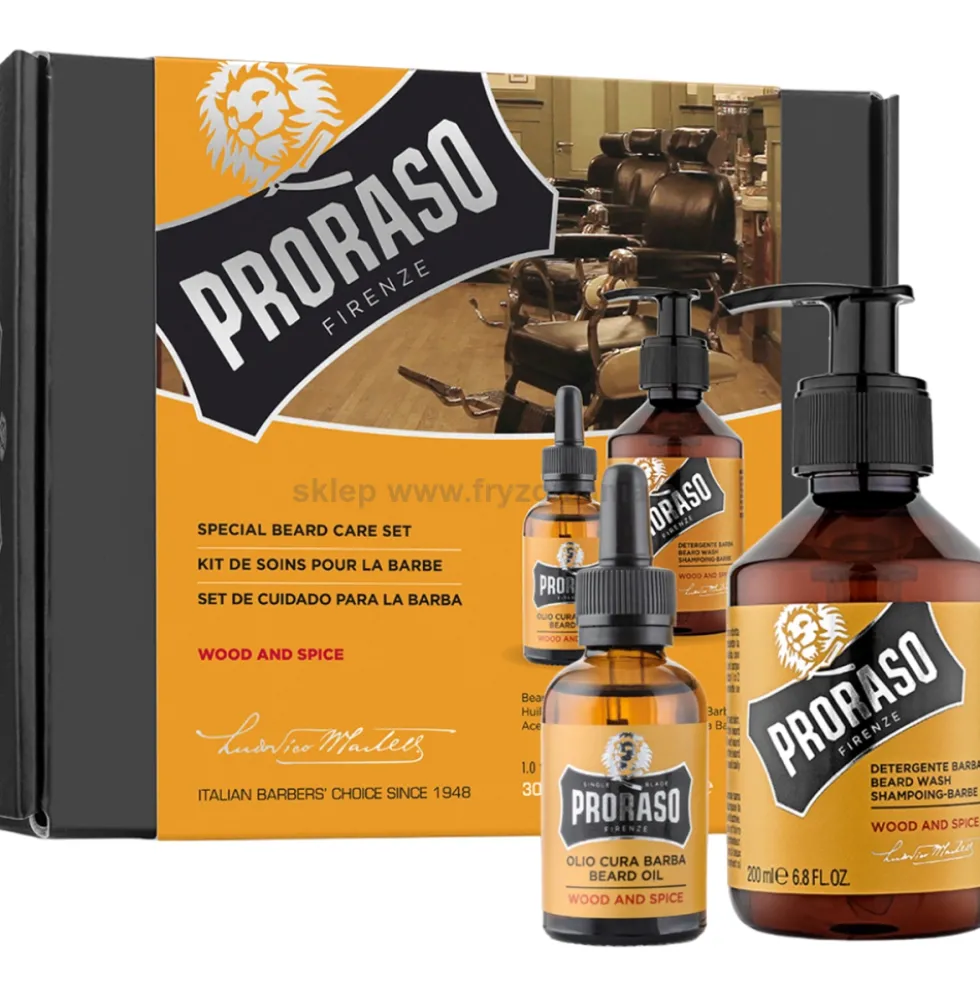 Proraso Wood&Spice - zestaw do pielęgnacji brody szampon 200ml i olejek 30ml