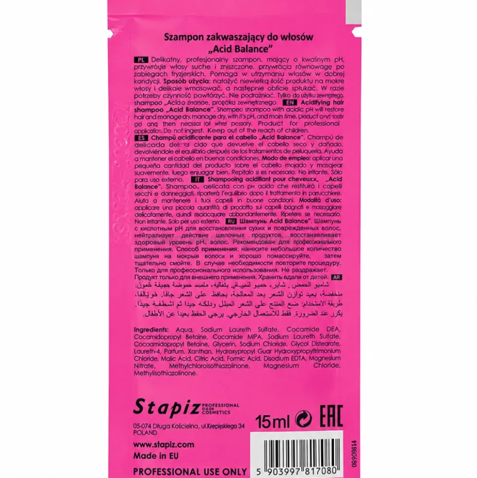 Stapiz Acid Balance Szampon zakwaszający do włosów farbowanych 15ml