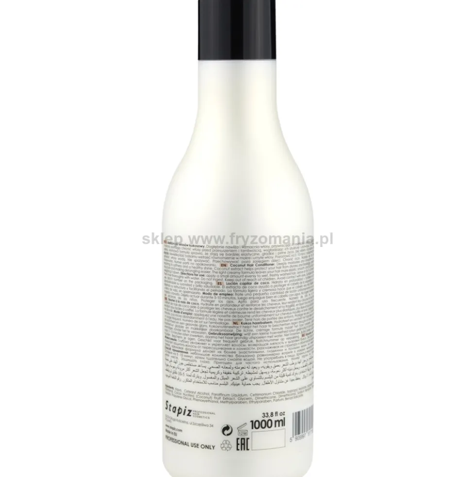 Stapiz Professional Basic Salon Balsam do włosów przesuszonych i zniszczonych, kokosowy 1000ml