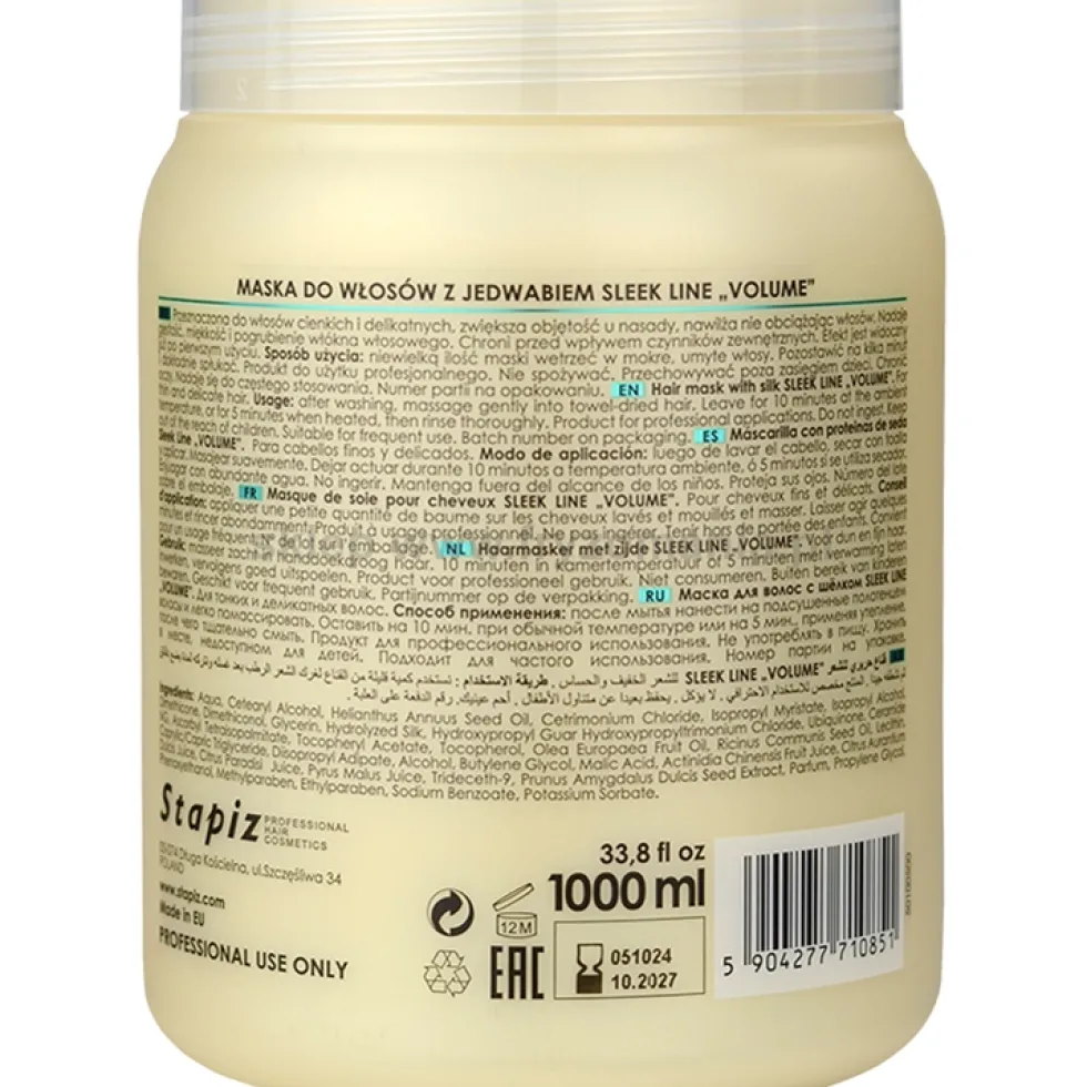 Stapiz Sleek Line Volume Maska do włosów cienkich i suchych 1000ml