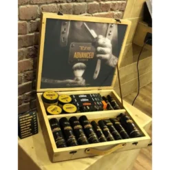 Tahe ADVANCED BARBER - zestaw drewniana walizka z produktami męskimi