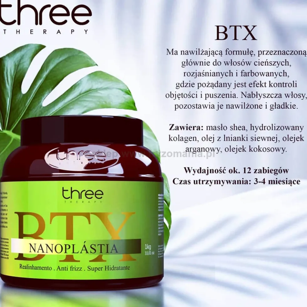 Three Therapy Nanoplastia BTX Botox Kuracja prostowania włosów 1000g