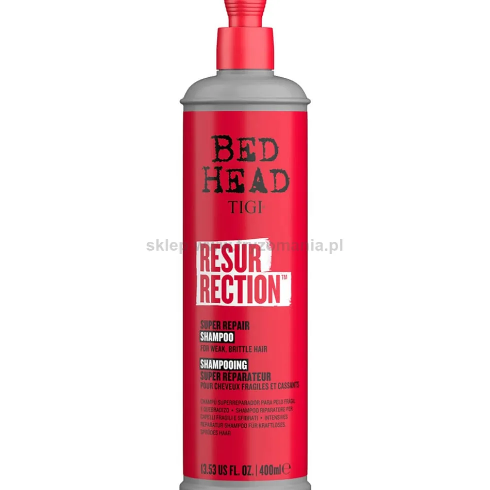Tigi Bed Head Resurrection Repair Szampon regenerujący do włosów zniszczonych i łamliwych 400ml