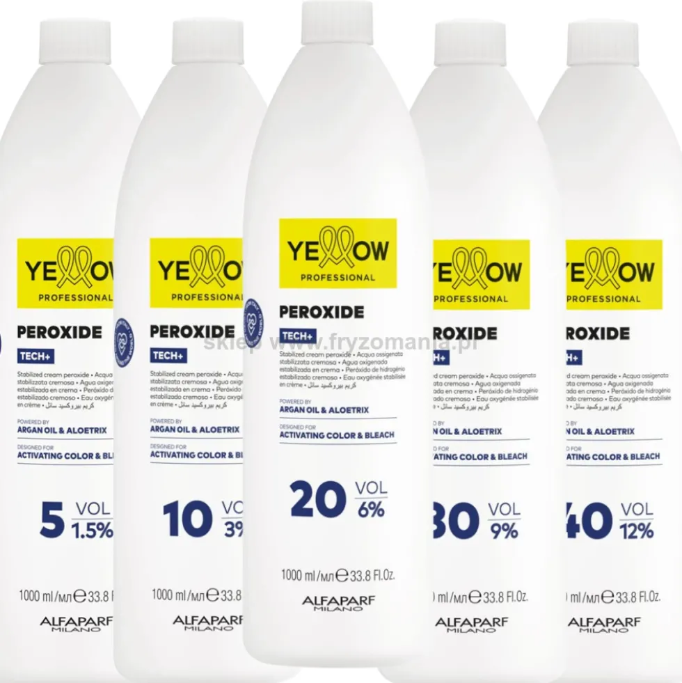 Yellow Professional Tech+ Peroxide Oksydant do farb 1.5%, 3%, 6%, 9%, 12% 1000ml