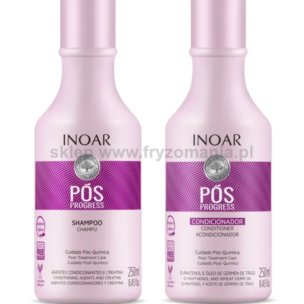 Zestaw : 2 x Inoar Pos Progress Duo Pack zestaw po keratynowym prostowaniu włosów 2x250ml
